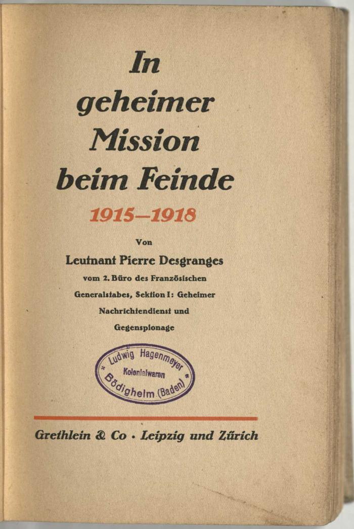 Z-2010 : In geheimer Mission beim Feinde : 1915 - 1918 (1930)