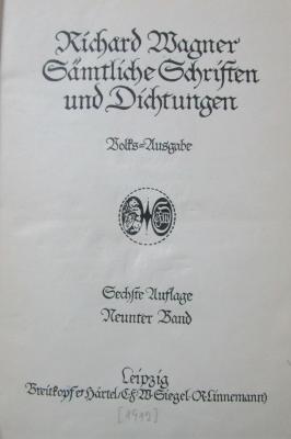 III 63915 f 9: Sämtliche Schriften und Dichtungen. Neunter Band (1912)