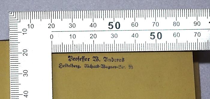 D 09 Gas : L'Allemagne (1936);- (Andreas, Willy), Stempel: Name, Ortsangabe; 'Professor W. Andreas Heidelberg, Richard-Wagner-Str. 33'.  (Prototyp)