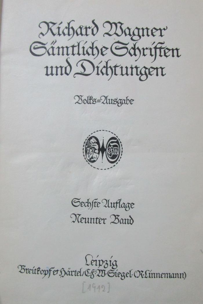 III 63915 f 9: Sämtliche Schriften und Dichtungen. Neunter Band (1912)