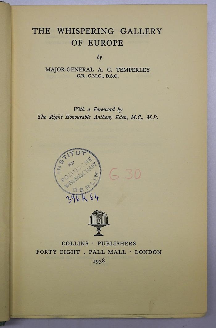 G 30 Tem : The Whispering Gallery Of Europe (1938)