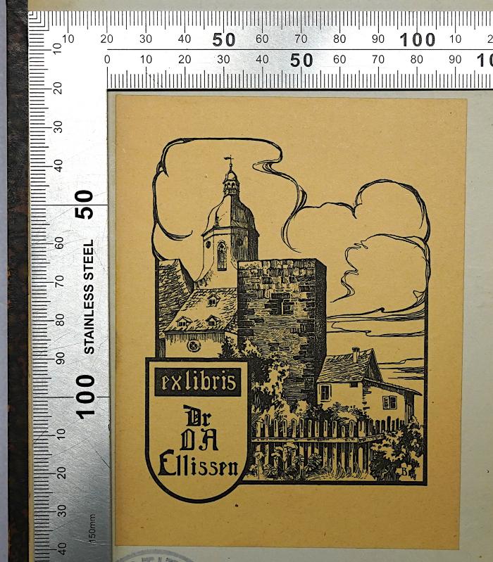 - (Ellissen, Otto Adolf), Etikett: Exlibris; 'exlibris Dr. O. A. Ellissen'. ;G 431 Tai-1 und 2 : Les Oirigines de la France Contemporaine (1894)