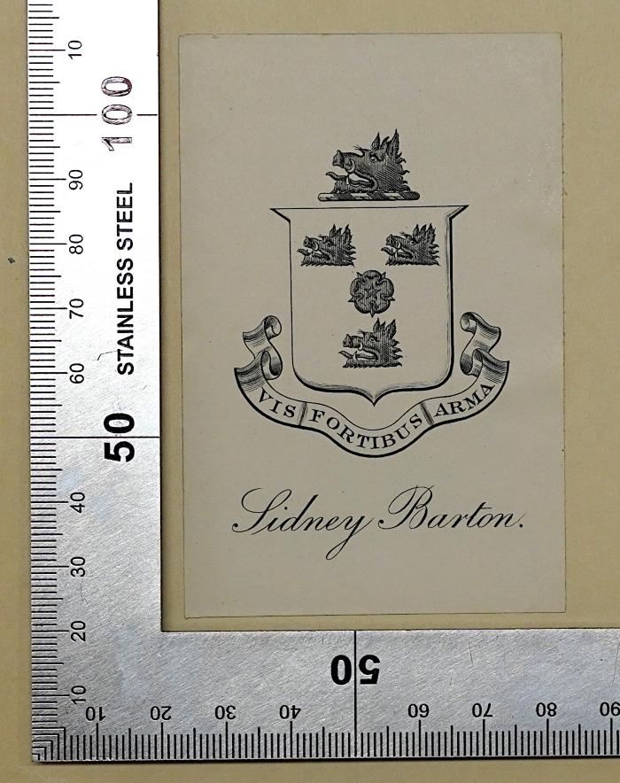 G 30 Tem : The Whispering Gallery Of Europe (1938);- (Barton, Sidney), Etikett: Wappen, Motto, Name; 'Vis Fortibus Sidney Burton'. 