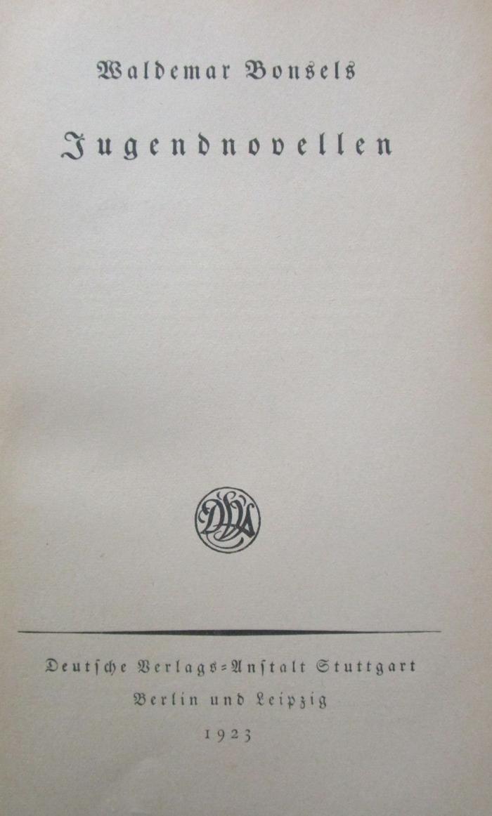 III 123888 2.Ex. Ers.: Jugendnovellen (1923)