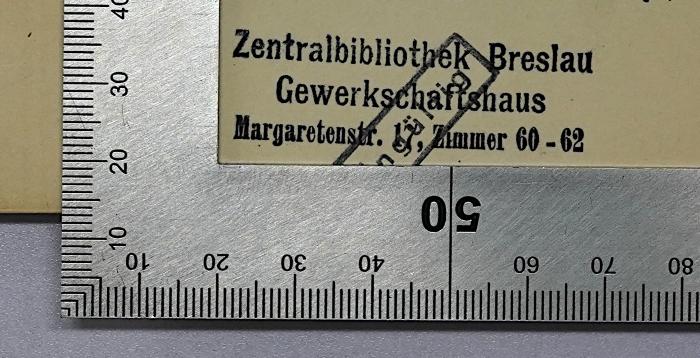 G 256 Hoe : Die weltpolitische Kräfteverteilung seit den Pariser Friedensschlüssen (1930);- (Freier Deutscher Gewerkschaftsbund), Stempel: Berufsangabe/Titel/Branche, Name; 'Zentralbibliothek Breslau Gewerkschaftshaus Margaretenstr. 17, Zimmer 60-62'. 