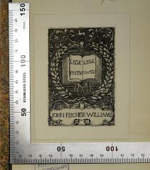 - (Fischer Williams, John), Etikett: Exlibris; 'Lege Pacem Lege John Fischer Williams'. 