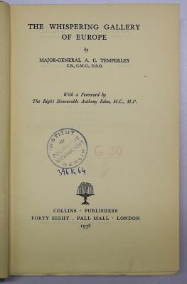 G 30 Tem : The Whispering Gallery Of Europe (1938)