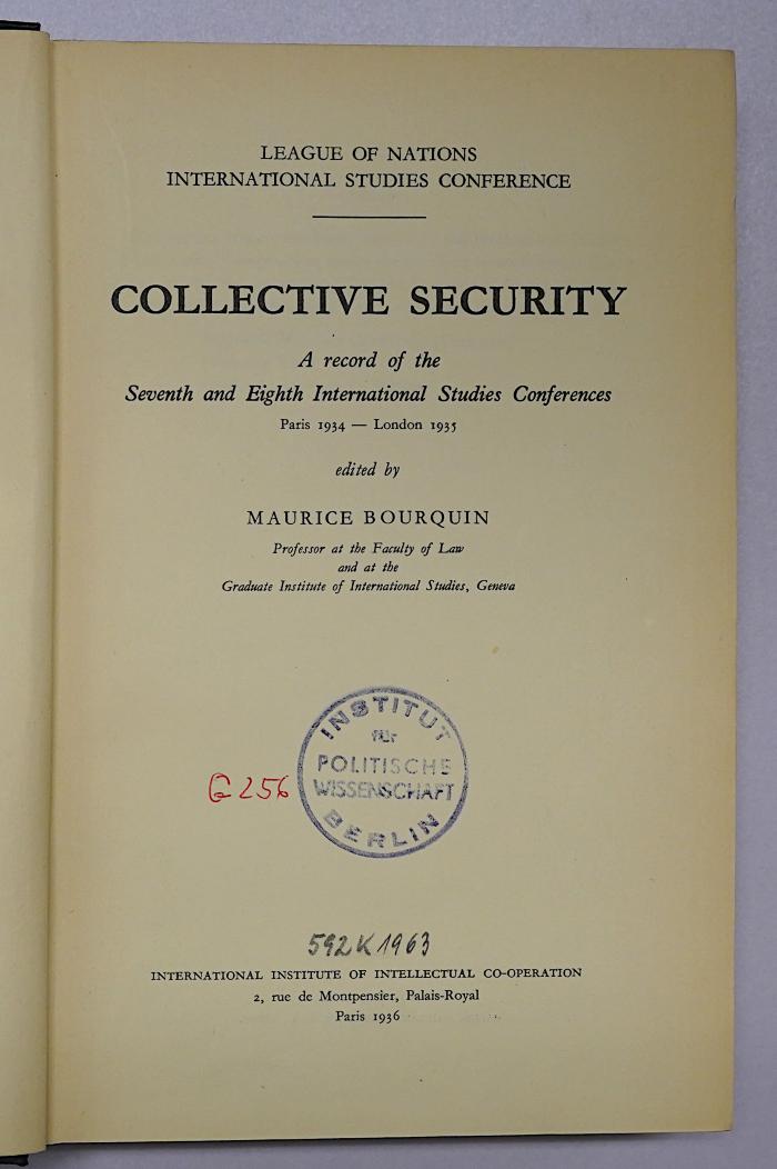 G 256 Sec : Collective Security (1936)