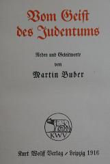 I 6384 2.Ex.: Vom Geist des Judentums : Reden und Geleitworte (1916)