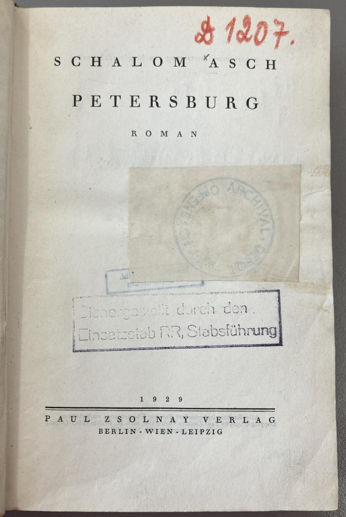 00/5893 Bd. 1 : Petersburg : Roman (1929)