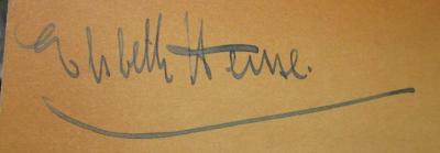 Kk 1351 e: Diät bei Rheumatismus, Migräne und einigen anderen Krankheiten (1941);- (Heine, Elsbeth), Von Hand: Autogramm, Name; 'Elsbeth Heine.'. 