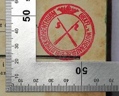 - (Gräfl. v. Wuthenausche Bibliothek Hohenthurm), Stempel: Berufsangabe/Titel/Branche, Name, Ortsangabe; 'Gräfl. v. Wuthenausche Bibliothek Hohenthurm'. 