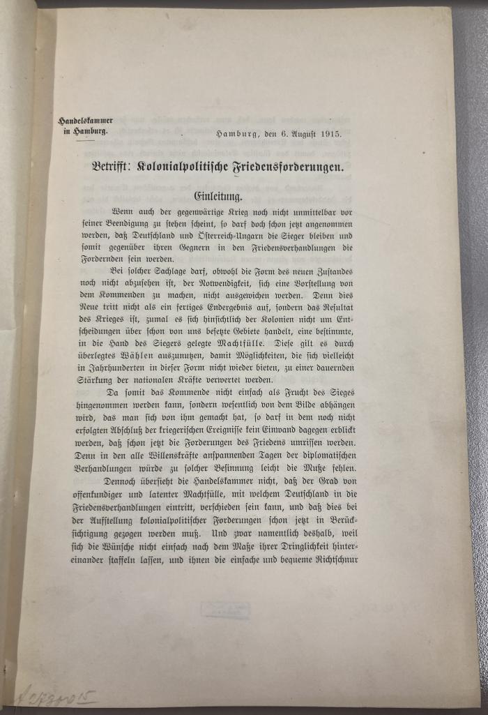 Q 00/2445 : Kolonialpolitische Friedensforderungen (1915)