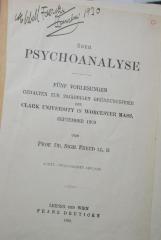 VIII 4064 h 2.Ex.: Über Psychoanalyse : Fünf Vorlesungen (1930)