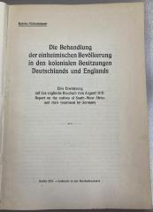 Q 00/2446 : Die Behandlung der einheimischen Bevölkerung in den kolonialen Besitzungen Deutschlands und Englands (1919)