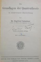 Kc 867 b: Die Grundlagen der Quantentheorie in elementarer Darstellung (1919)