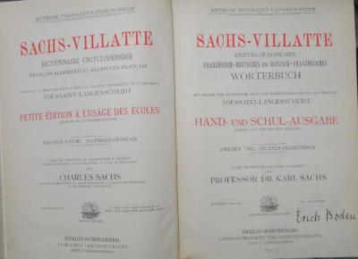 Sa 438 x 1909 2: Enzyklopädisches Französisch-Deutsches und Deutsch-Französisches Wörterbuch. Zweiter Teil: Deutsch-Französisch (1909)