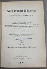 Q 00/1319 Bd. 2 : Sociale Verwaltung in Oesterreich am Ende des 19. Jahrhunderts (1900)