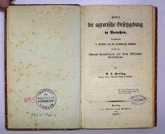 Ig 606 : Ueber die agrarische Gesetzgebung in Preußen (1837)