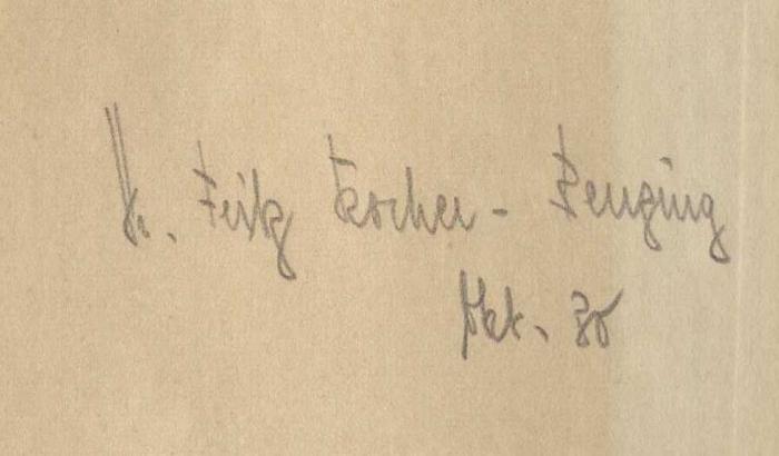 -, Von Hand: Autogramm; 'Hr. Feitz Kocher-Benzing Okt. 30
'