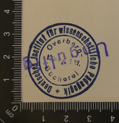 -, Stempel: Name, Ortsangabe; 'Deutsches Institut für wissenschaftliche Pädagogik. Overberg-Bücherei Münster i. W.' (Prototyp)