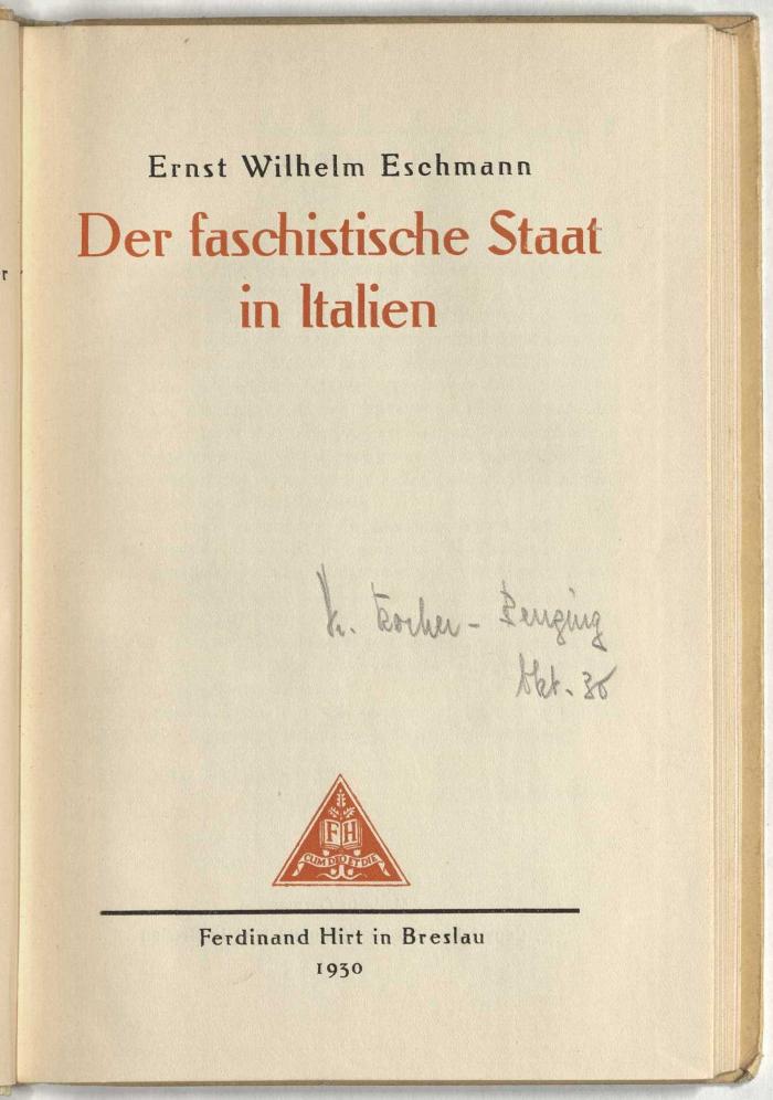 Z-2101 : Der faschistische Staat in Italien (1930)