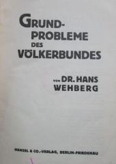 V 8161 2.Ex.: Grundprobleme des Völkerbundes (1926)
