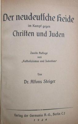 Ug 1095: Der neudeutsche Heide im Kampf gegen Christen und Juden (1924)