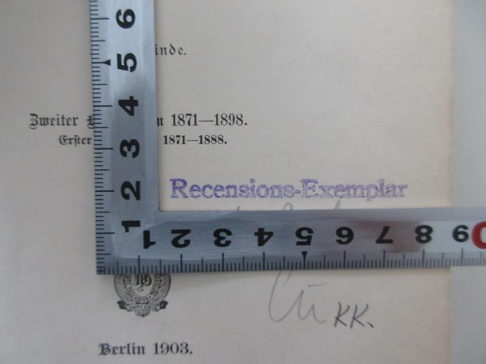 -, Stempel: Besitzwechsel; 'Recensions-Exemplar' (Prototyp)