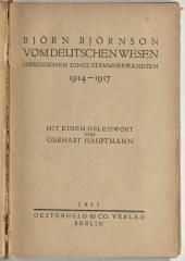 Z-2669 : Vom deutschen Wesen : Impressionen eines Stammverwandten 1914 - 1917 (1917)