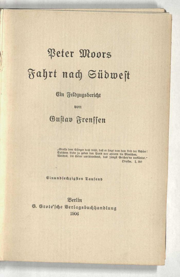 Z-2692 : Peter Moors Fahrt nach Südwest : ein Feldzugsbericht (1906)