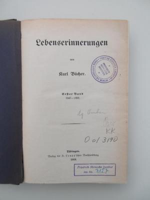Od 3190 (ausgesondert) : Lebenserinnerungen. 1, 1847 - 1890 (1919)