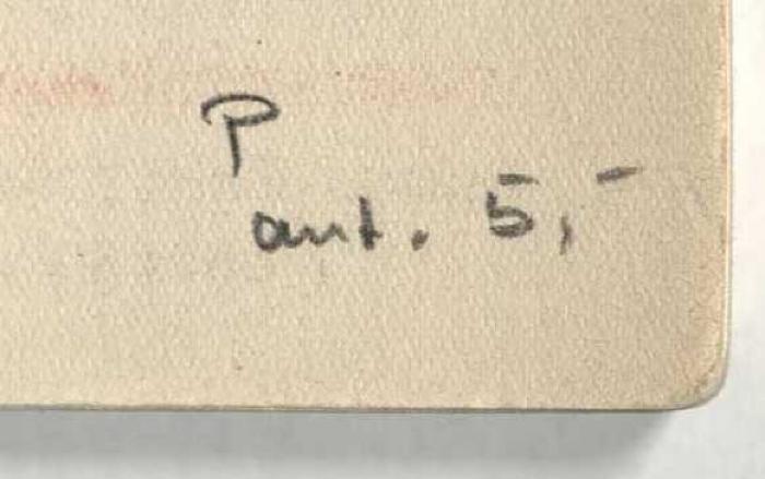 -, Von Hand: Notiz; 'P ant. 5,-'