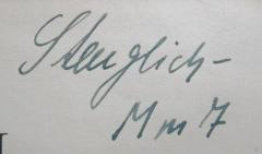 - (Staeglich, [?]), Von Hand: Autogramm, Name, Nummer; 'Staeglich -
M m 7'. 