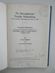 Oc 7380 (ausgesondert) : Die Braunschweiger Deutsche Reichszeitung in der deutschen Bewegung von 1848 bis 1851 (1931)