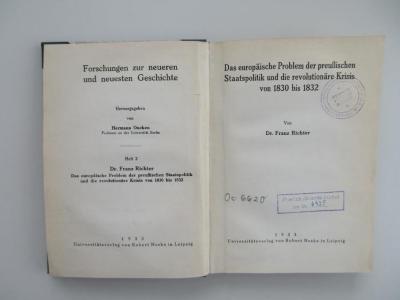 Oc 6620 : Das europäische Problem der preussischen Staatspolitik und die revolutionäre Krisis von 1830 bis 1832 (1933)