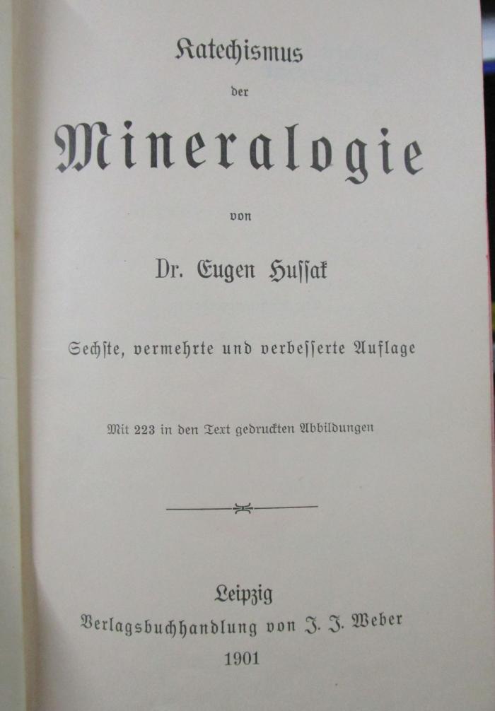 X 2737 f Ers.: Katechismus der Mineralogie (1901)