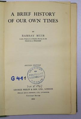 G 411 Mui : A Brief History Of Our Own Times (1935)