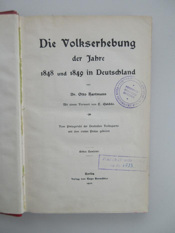 Oc 7230 (ausgesondert) : Die Volkserhebung der Jahre 1848 und 1849 in Deutschland. (1900)