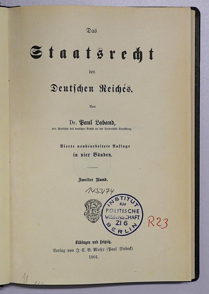 R 23 Lab-2<4> : Das Staatsrecht des Deutschen Reiches. 2 (1901)