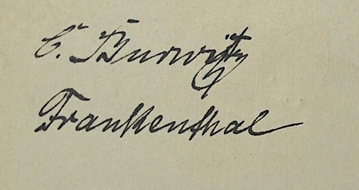 G 431 124(2) : Der Tag des Gerichts (1920);-, Von Hand: Name, Ortsangabe, Autogramm; 'E. [oder "C."] Burwitz Frankenthal'
