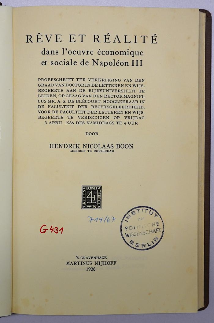 G 431 Boo : Reve et Réalité
 (1936)