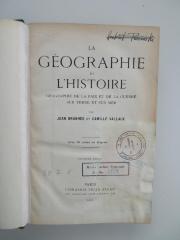 80 F 7 : La géographie de l'histoire : géographie de la paix et de la guerre sur terre et sur mer (1921)
