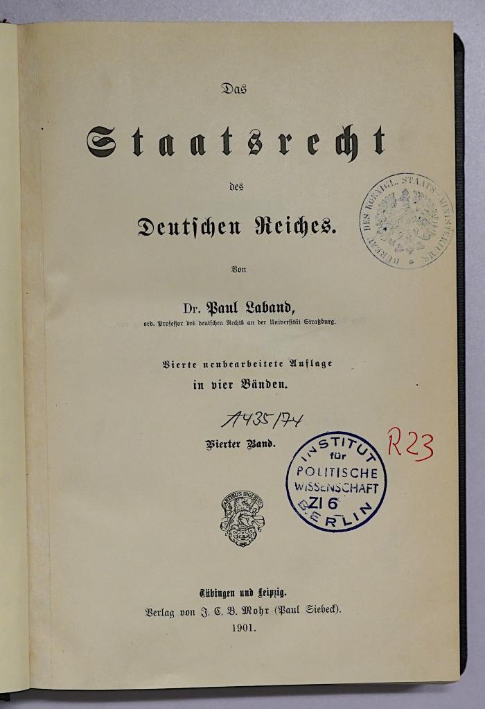 R 23 Lab-4<4> : Das Staatsrecht des Deutschen Reiches. 4 (1901)