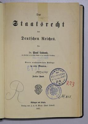 R 23 Lab-3<4> : Das Staatsrecht des Deutschen Reiches. 3 (1901)