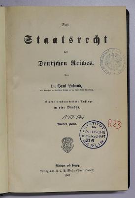 R 23 Lab-4<4> : Das Staatsrecht des Deutschen Reiches. 4 (1901)