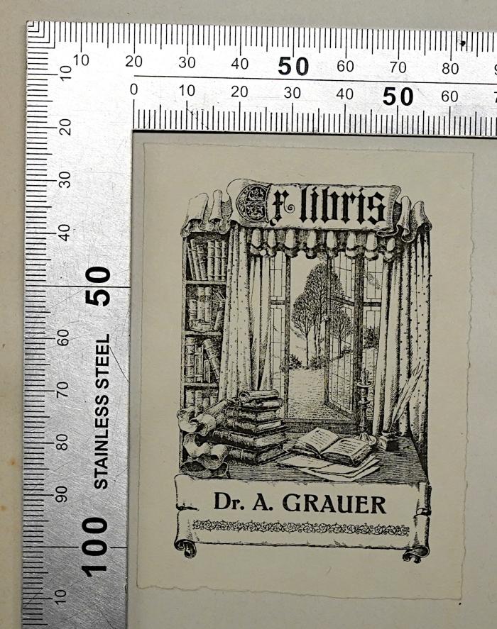 W 131 Rosch-1(22) : Die Grundlagen der Nationalökonomie (1897);- (Grauer, A.), Etikett: Exlibris; 'Ex libris Dr. A. Grauer'. 