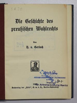 SA 20 : Die Geschichte des preußischen Wahlrechts (1908)