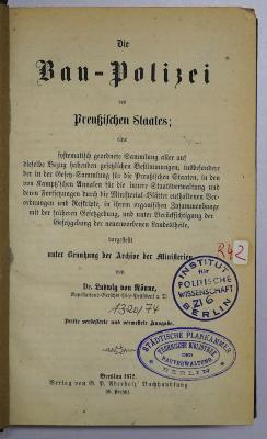 R 42 Roen<3> : Die Bau-Polizei des Preußischen Staates (1872)