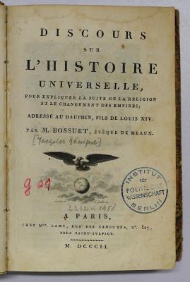 Ig 592 : Discours Sur L'Histoire Universelle (1902)